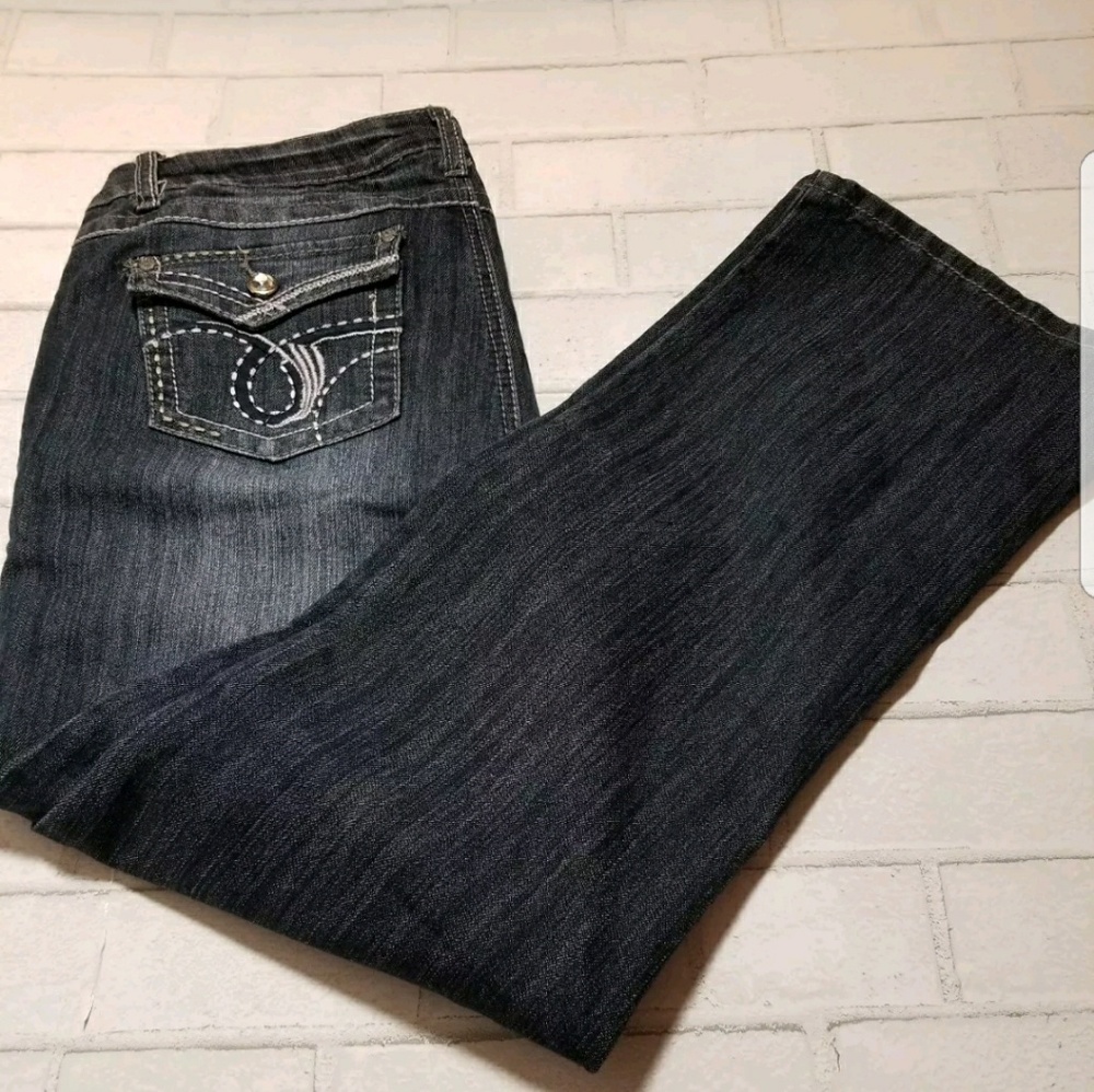 WOMENS EARL JEAN JEANS SIZE 12 FLAP POCKETS BLING